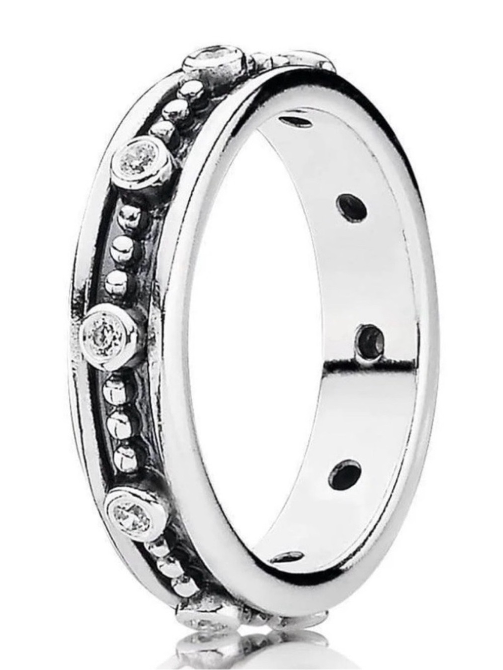 Pandora Sterling Silver Beaded CZ Band - Silver